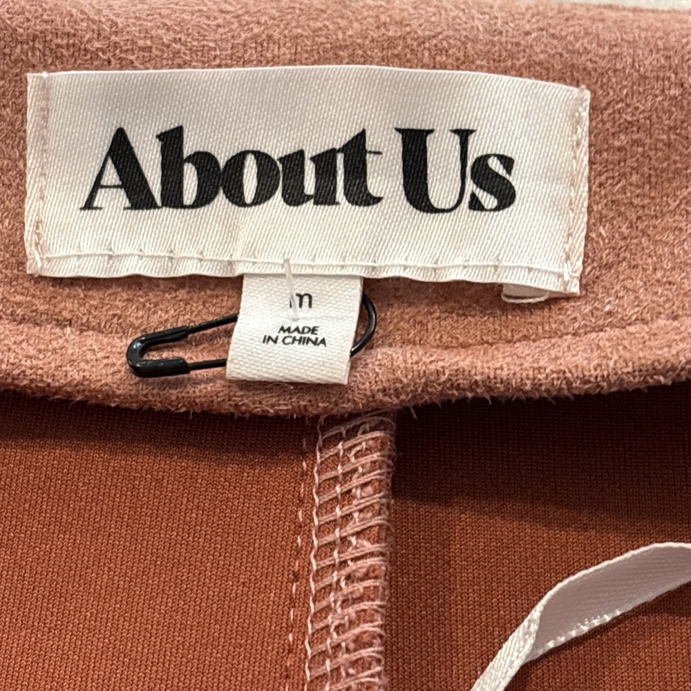 About Us Wrap Suede Mini Skirt Size Med Brown Zipper Boho Retro - Picture 5 of 6